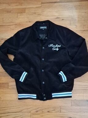 Members Only Black Corduroy Jacket with Script Logo_1